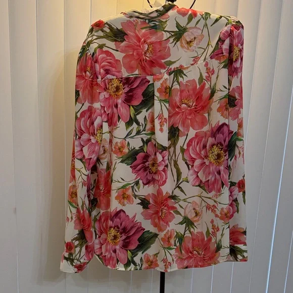 Express Floral Pink Long-Sleeve Blouse - Size Large - Picture 7 of 9